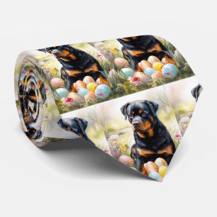 Rottweiler-Hund mit Ostereiern Feiertag  Krawatte