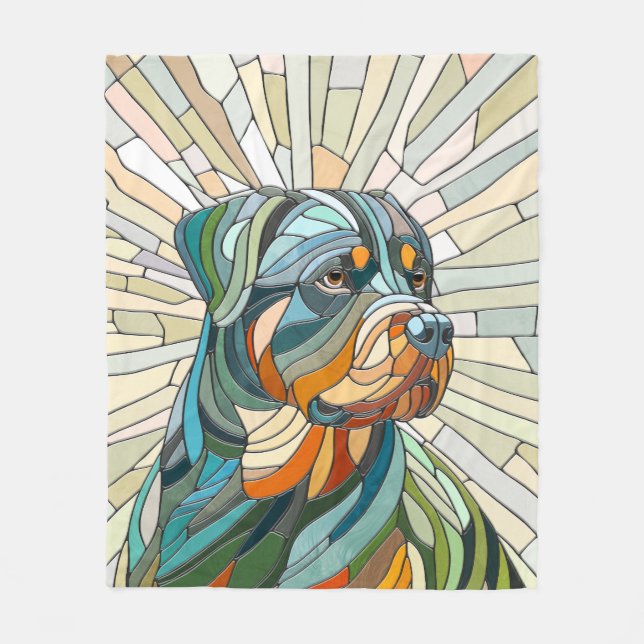 Rottweiler-Hund - Mosaikkunst Fleecedecke (Vorderseite)