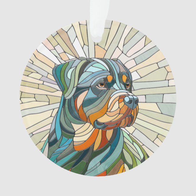 Rottweiler-Hund - Mosaikkunst Ornament (Vorderseite)