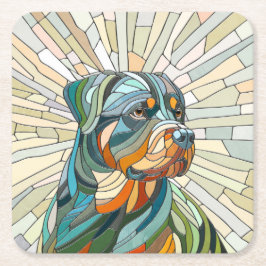 Rottweiler-Hund - Mosaikkunst Rechteckiger Pappuntersetzer