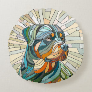 Rottweiler-Hund - Mosaikkunst Rundes Kissen