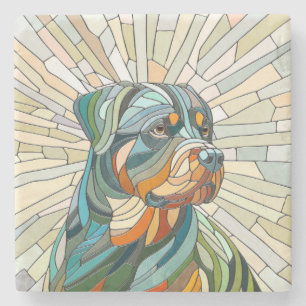 Rottweiler-Hund - Mosaikkunst Steinuntersetzer