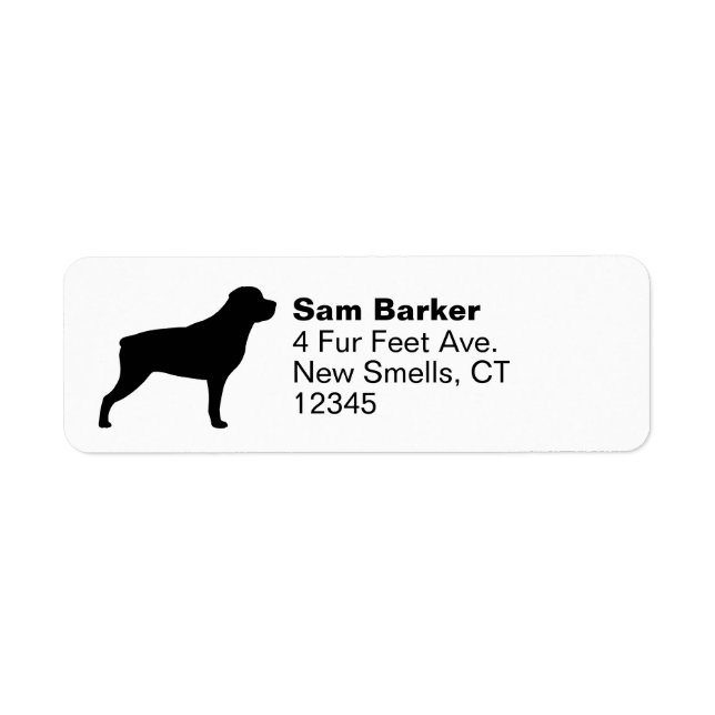 Rottweiler Hund Silhouette Rücksendeadresse (Vorne)