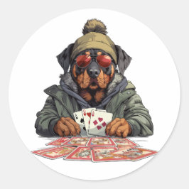 Rottweiler Hund Spielkarten Runder Aufkleber