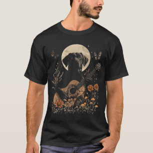 Rottweiler Hund spielt Gitarre Cottagecore T-Shirt