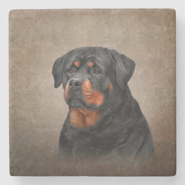 Rottweiler Hund Steinuntersetzer (Vorderseite)