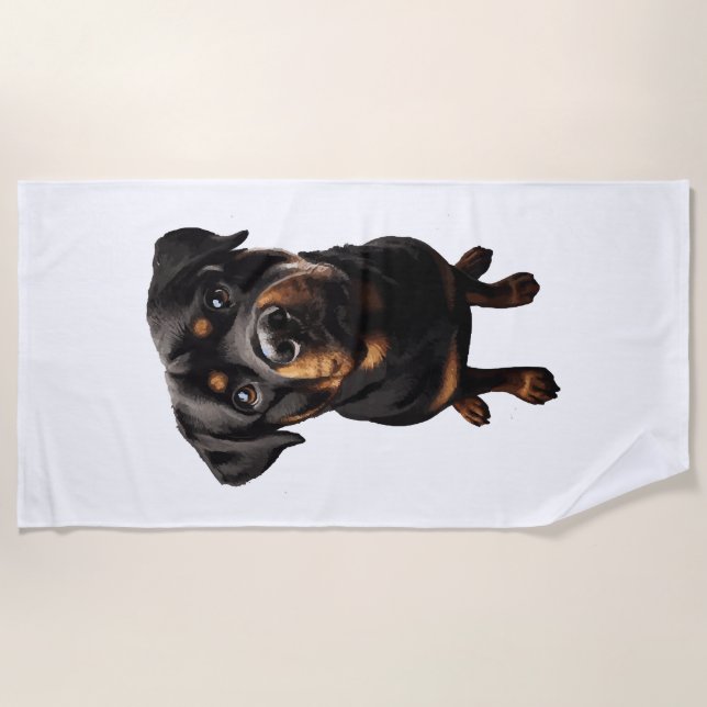 Rottweiler Hund Strandtuch (Vorderseite)