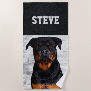 Rottweiler Hund Tiername Cool Rugby Welpe  Strandtuch