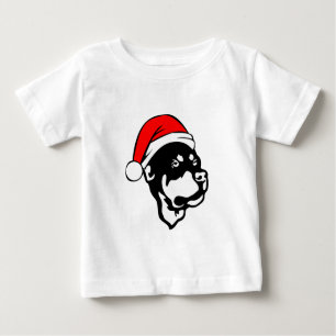 Rottweiler Hund trägt eine Red Christmas Weihnacht Baby T-shirt