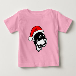 Rottweiler Hund trägt eine Red Christmas Weihnacht Baby T-shirt
