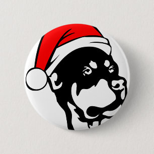 Rottweiler Hund trägt eine Red Christmas Weihnacht Button
