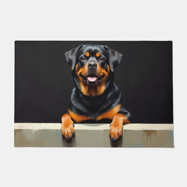 Rottweiler Hund Türmatte Kunst (Vorderseite)