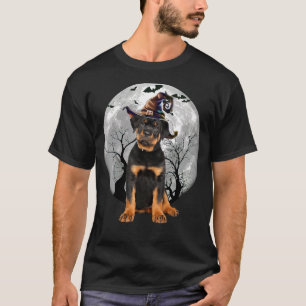 Rottweiler Hund und Mond Halloween Kostümhund T-Shirt
