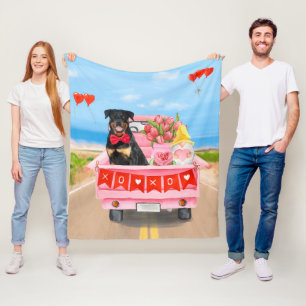 Rottweiler Hund Valentinstag Lastwagen Fleecedecke