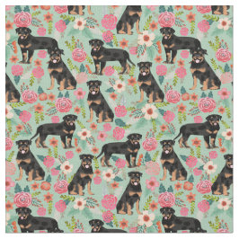 Rottweiler Hund Vintage Blumenzwerge Stoff
