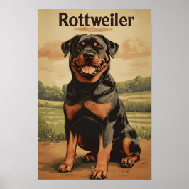 Rottweiler-Hund Vintage-Kunst Poster