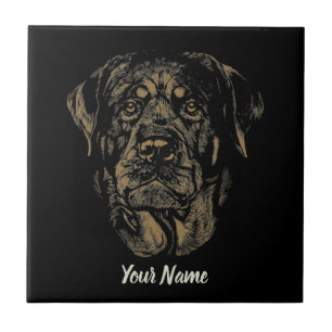 Rottweiler-Hund Vintage-Porträt Rottie-Design Fliese
