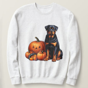 Rottweiler Hund von Halloween Pumpkins sitzend Sweatshirt