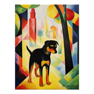 Rottweiler Hund wandert im Park 02 - Madeleine Poster