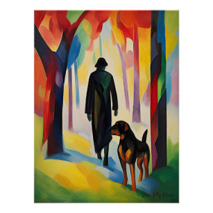 Rottweiler Hund wandert im Park 03 - Madeleine Poster