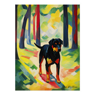 Rottweiler Hund wandert im Park 04 - Madeleine Poster