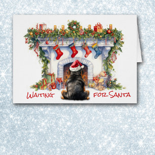 Rottweiler Hund warten auf Weihnachts-Feuerplatz