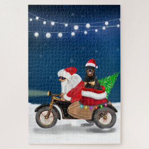 Rottweiler Hund Weihnachten Santa Claus Puzzle