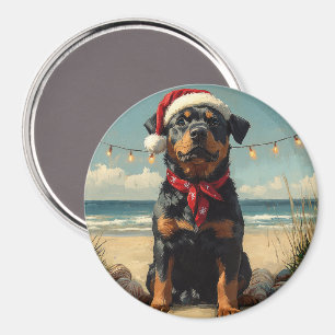 Rottweiler Hund Weihnachten Vintage Strand Magnet