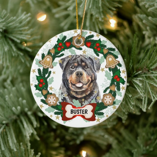 Rottweiler Hund Weihnachts-Keks Keramik Ornament (Baum)