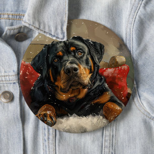 Rottweiler Hund Weihnachtsfestlich Button