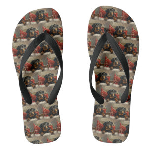Rottweiler Hund Weihnachtsfestlich Flip Flops