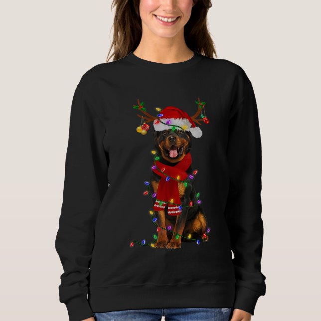 Rottweiler Hund Weihnachtslicht Weihnachten Weihna Sweatshirt (Vorderseite)