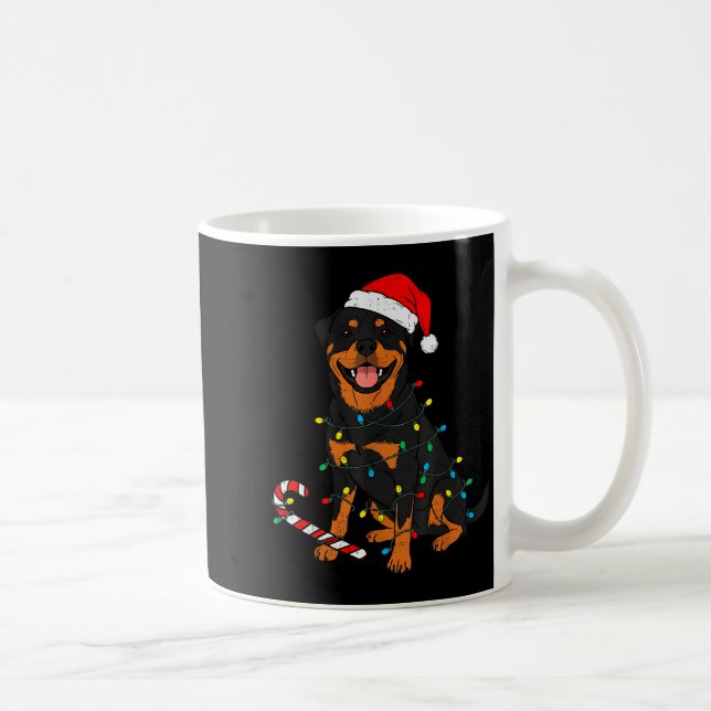 Rottweiler-Hund Weihnachtslichter Santa Weihnachte Kaffeetasse (Rechts)