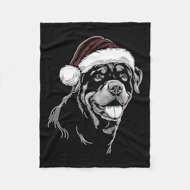Rottweiler Hund Weihnachtsmannmütze Weihnachten We Fleecedecke (Vorderseite)