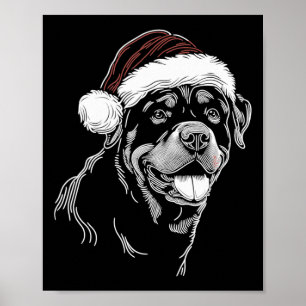 Rottweiler Hund Weihnachtsmannmütze Weihnachten We Poster