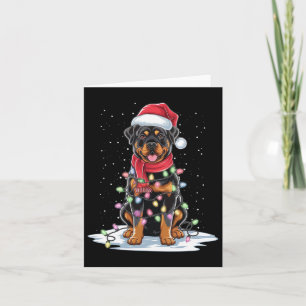 Rottweiler Hund Weihnachtsmannmütze Weihnachtsbaum Karte