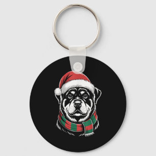 Rottweiler Hund Xmas Santa Hut Schal Weihnachtskos Schlüsselanhänger