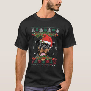 Rottweiler Hund Xmas Santa Lustiger Hässlicher Wei T-Shirt
