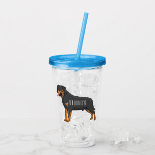 Rottweiler Hunde Cartoon Illustration Acryltrinkbecher