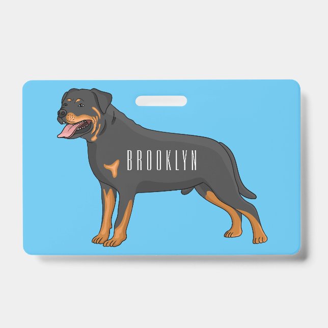 Rottweiler Hunde Cartoon Illustration Ausweis (Vorderseite)