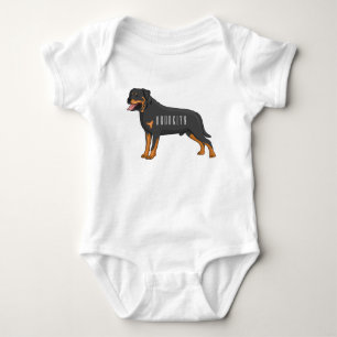 Rottweiler Hunde Cartoon Illustration Baby Strampler