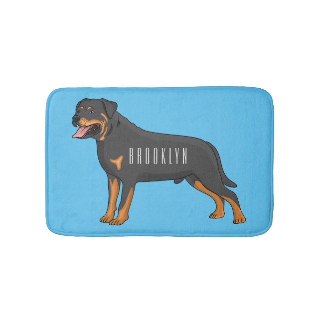 Rottweiler Hunde Cartoon Illustration Badematte (Vorderseite)