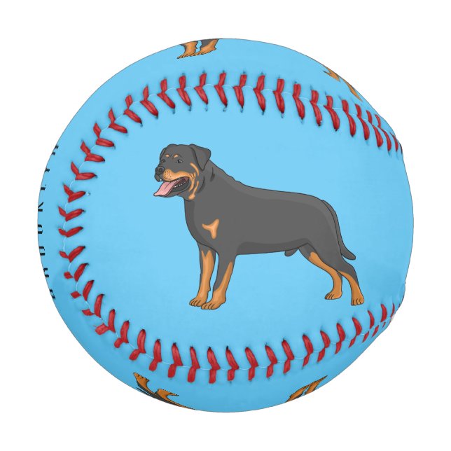 Rottweiler Hunde Cartoon Illustration Baseball (Vorderseite Links)