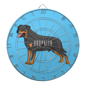 Rottweiler Hunde Cartoon Illustration Dartscheibe