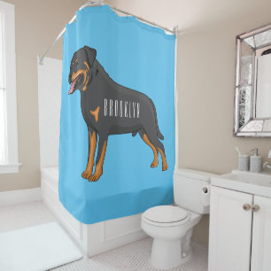 Rottweiler Hunde Cartoon Illustration Duschvorhang