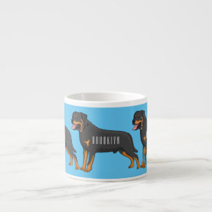 Rottweiler Hunde Cartoon Illustration Espressotasse