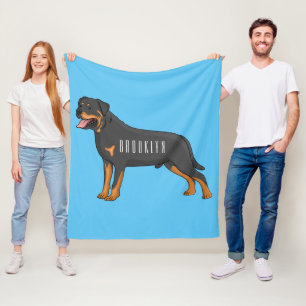 Rottweiler Hunde Cartoon Illustration Fleecedecke