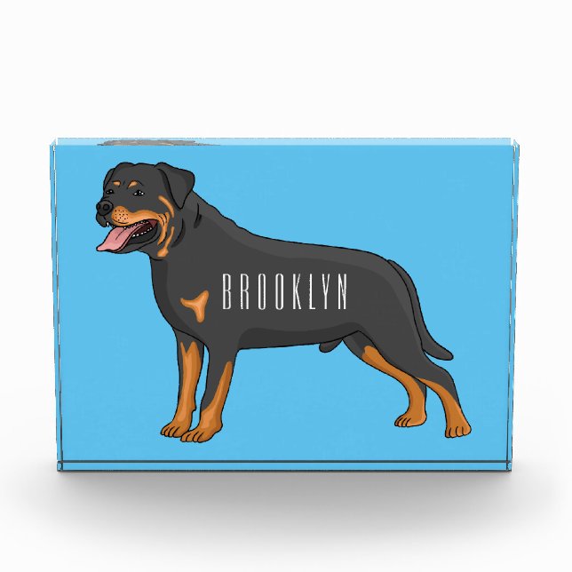 Rottweiler Hunde Cartoon Illustration Fotoblock (Vorderseite)