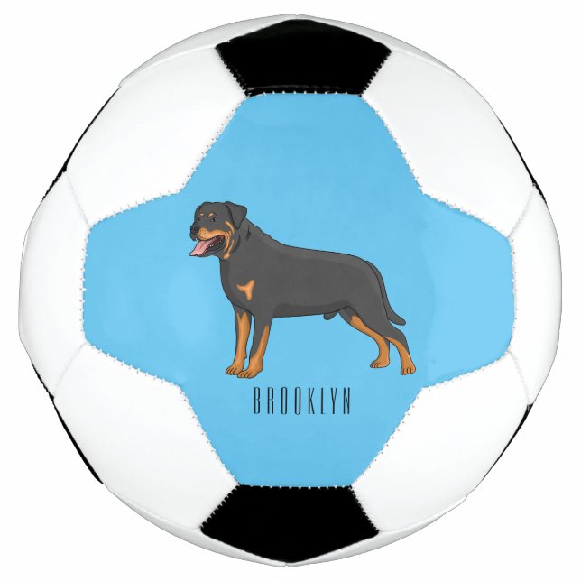 Rottweiler Hunde Cartoon Illustration Fußball (Vorderseite)