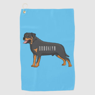 Rottweiler Hunde Cartoon Illustration Golfhandtuch